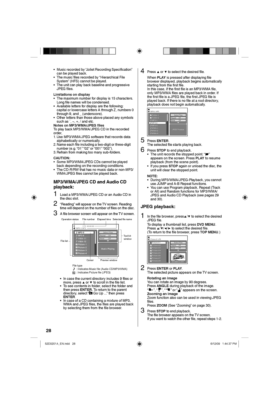 RCA L22HD34DP, l22HD34DB owner manual Limitations on display, Press Enter or Play, Rotating an image, Zooming an image 