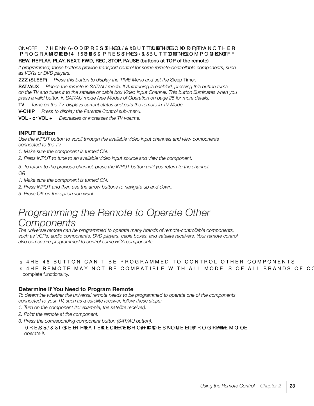 RCA L26HD31S Programming the Remote to Operate Other Components, Input Button, Determine If You Need to Program Remote 