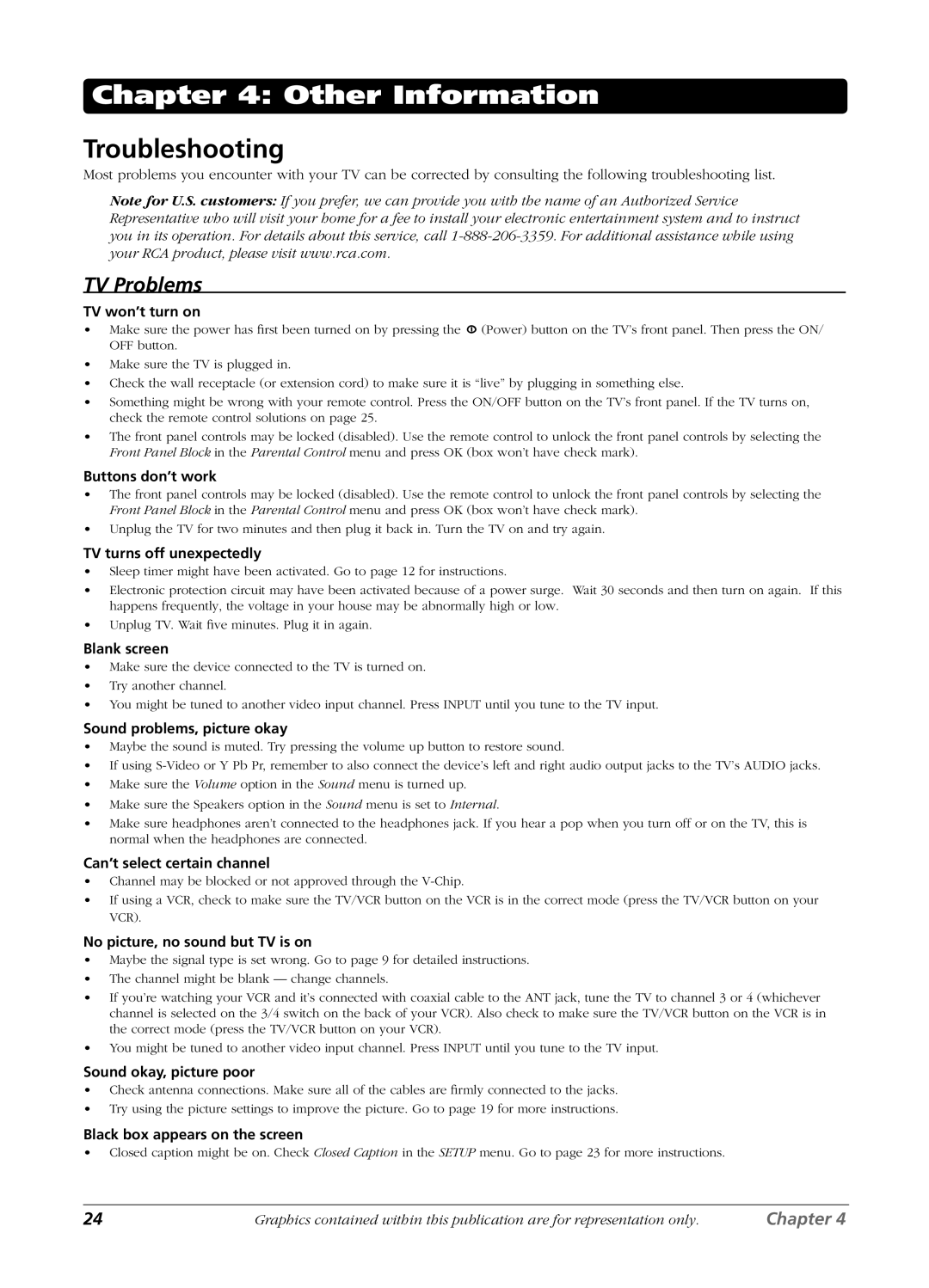 RCA L26W11 manual Other Information, Troubleshooting 