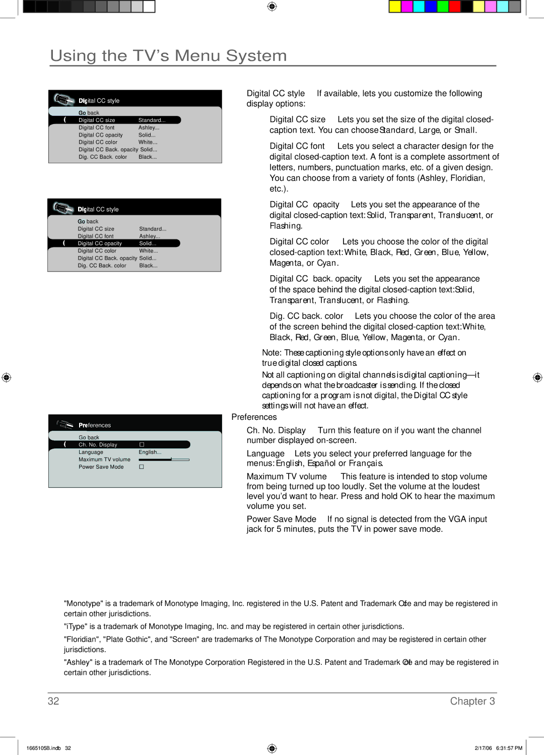 RCA L26WD12 manual Preferences 