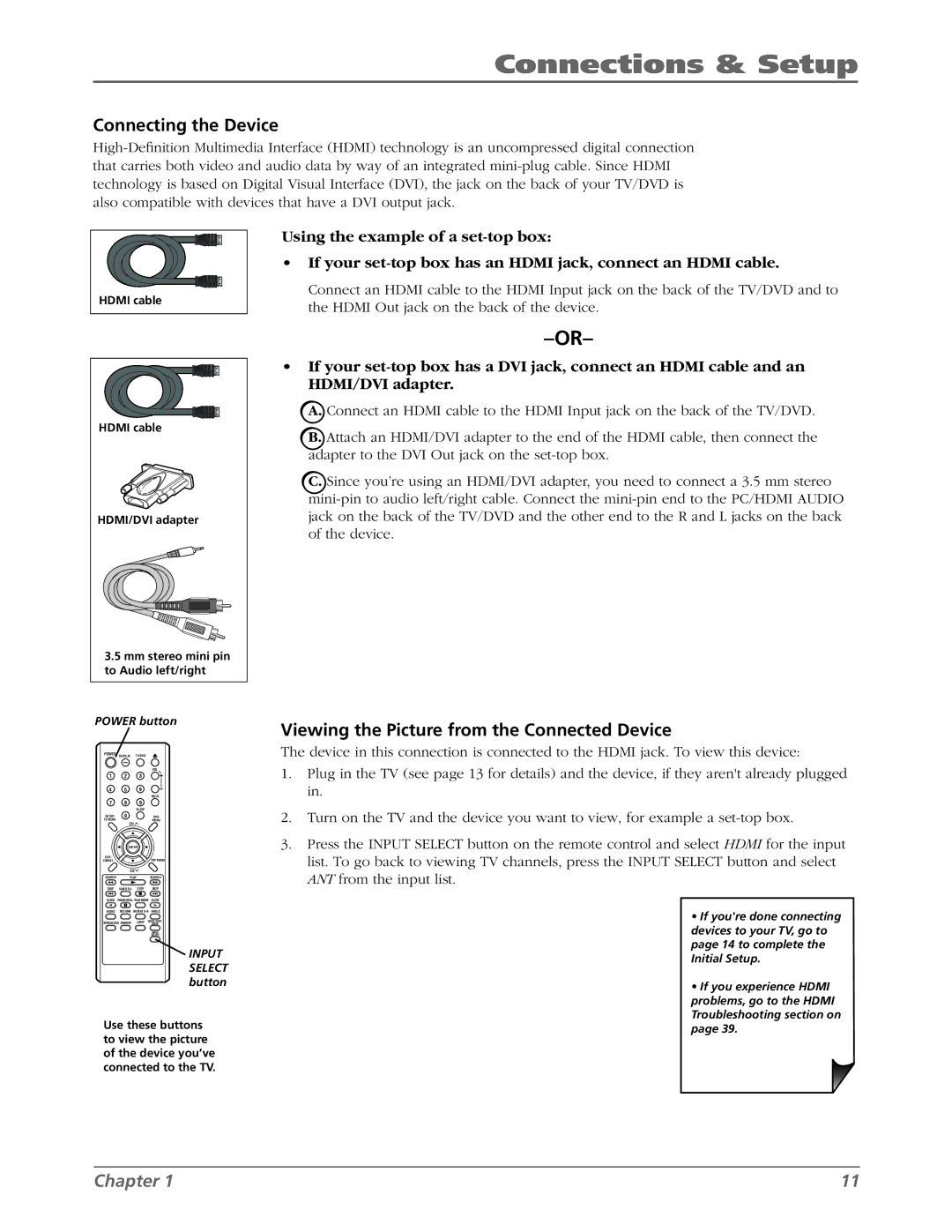 RCA L26WD26D warranty Connecting the Device 