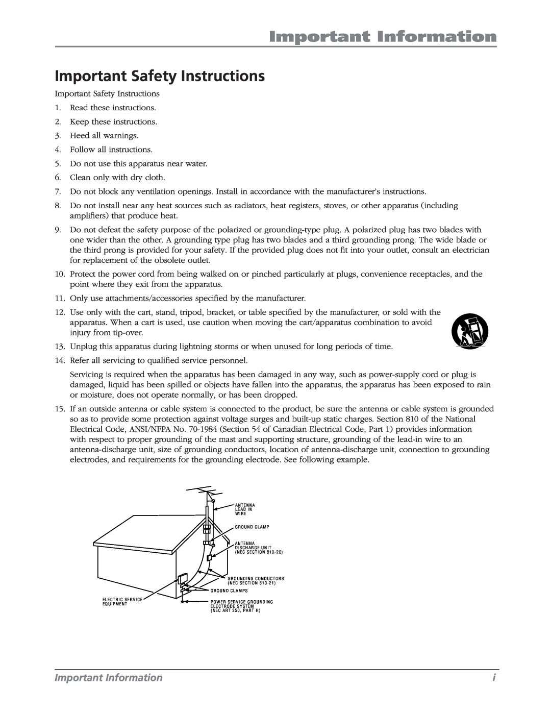 RCA L26WD26D warranty Important Safety Instructions, Important Information 