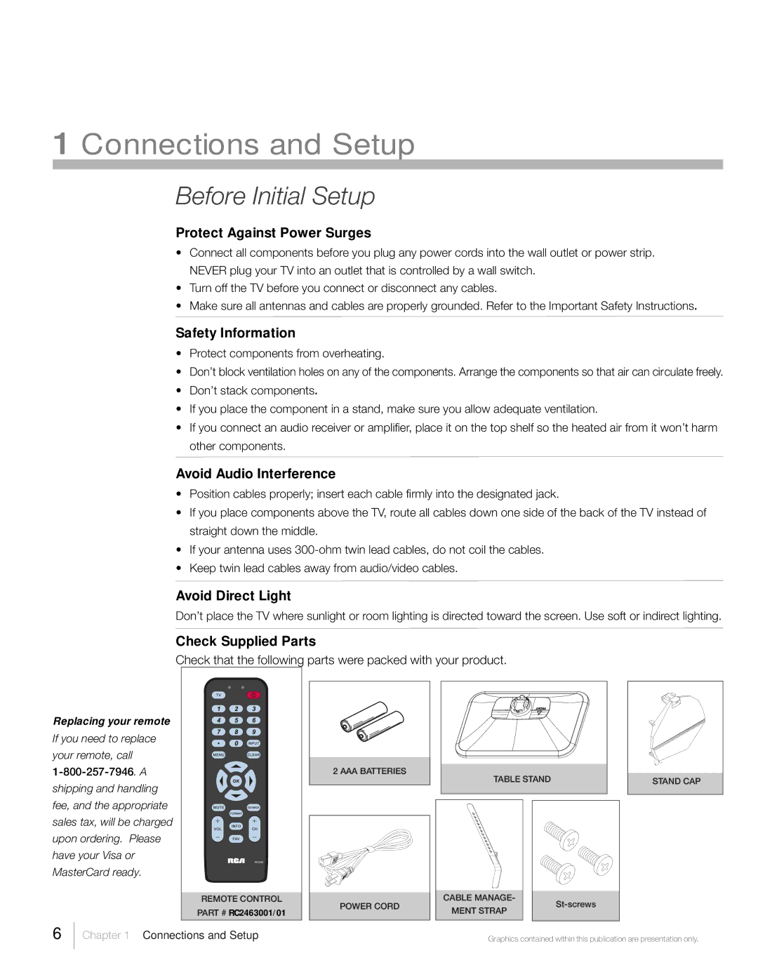 RCA L32HD31R, L32HD41 Protect Against Power Surges, Safety Information, Avoid Audio Interference, Avoid Direct Light 