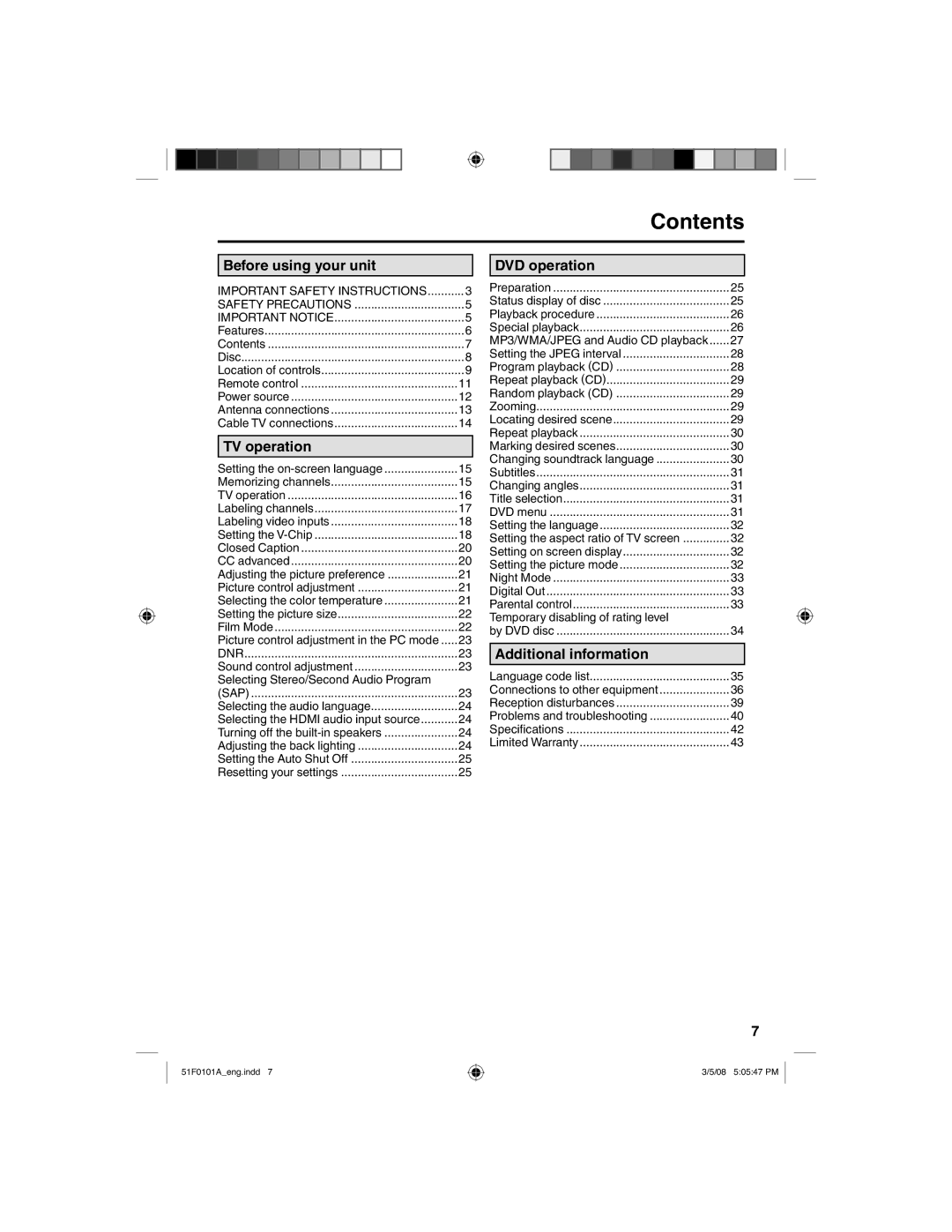 RCA L26HD32D, L32HD32D owner manual Contents 