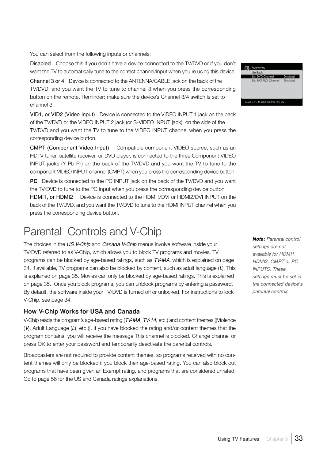 RCA L26HD33D, L32HD33D warranty Parental Controls and V-Chip, How V-Chip Works for USA and Canada 