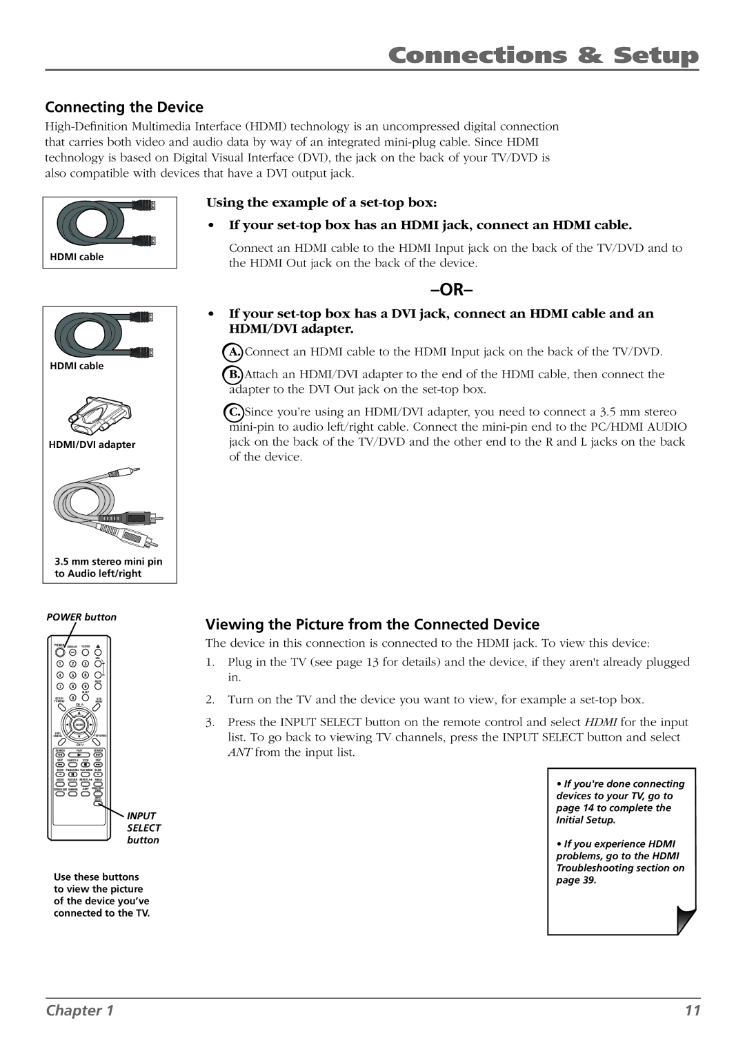 RCA L32WD26D warranty Connecting the Device 