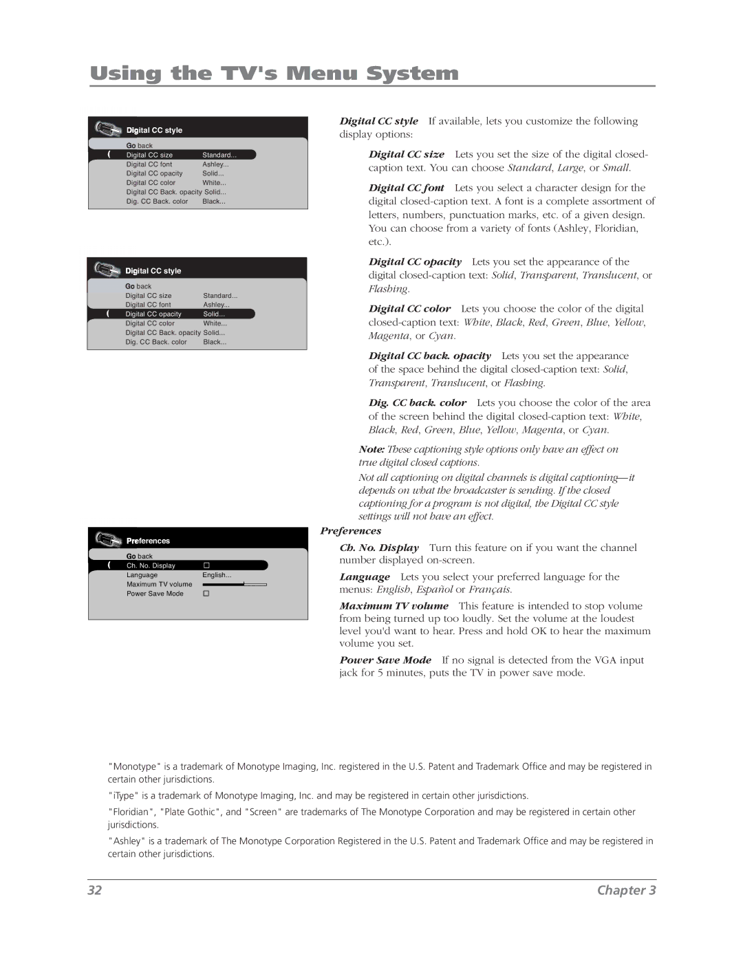 RCA L37WD12 manual Preferences 