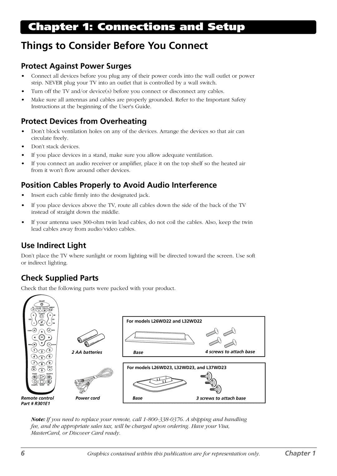 RCA L26WD22, L37WD23, L32WD22, L26WD23, L32WD23 warranty Things to Consider Before You Connect 