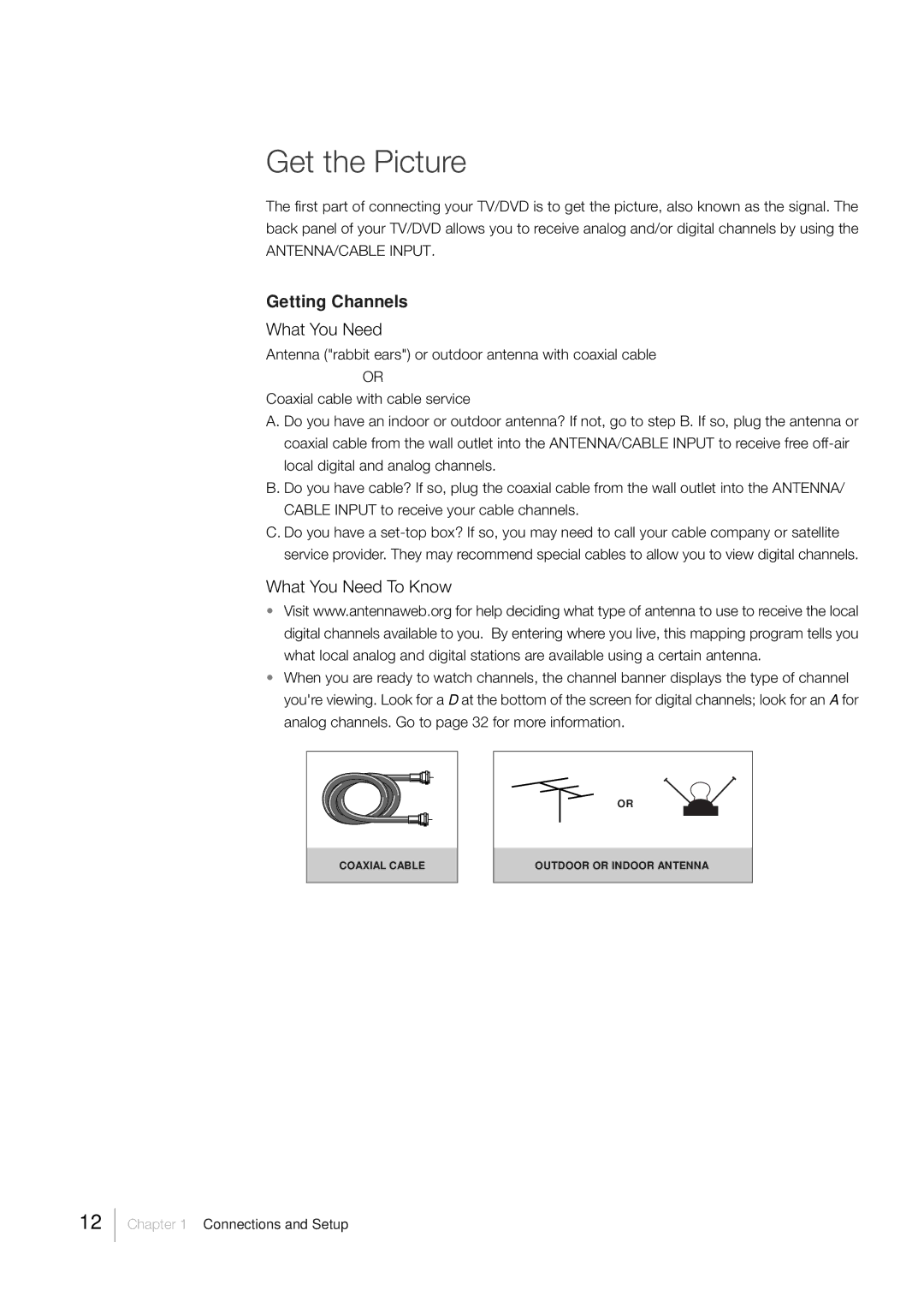 RCA L40HD33D warranty Get the Picture, Getting Channels, What You Need To Know 