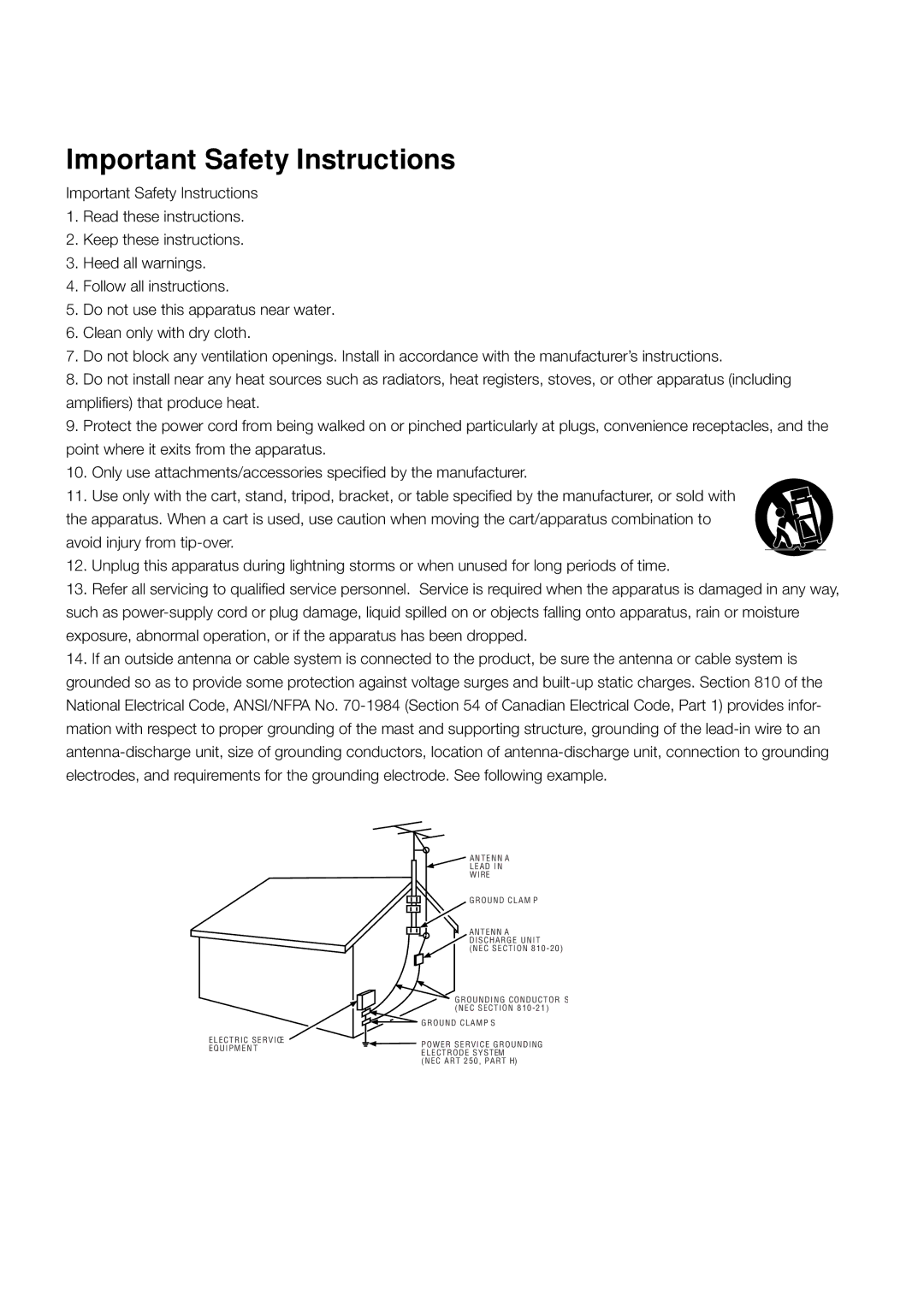 RCA L40HD33D warranty Important Safety Instructions 