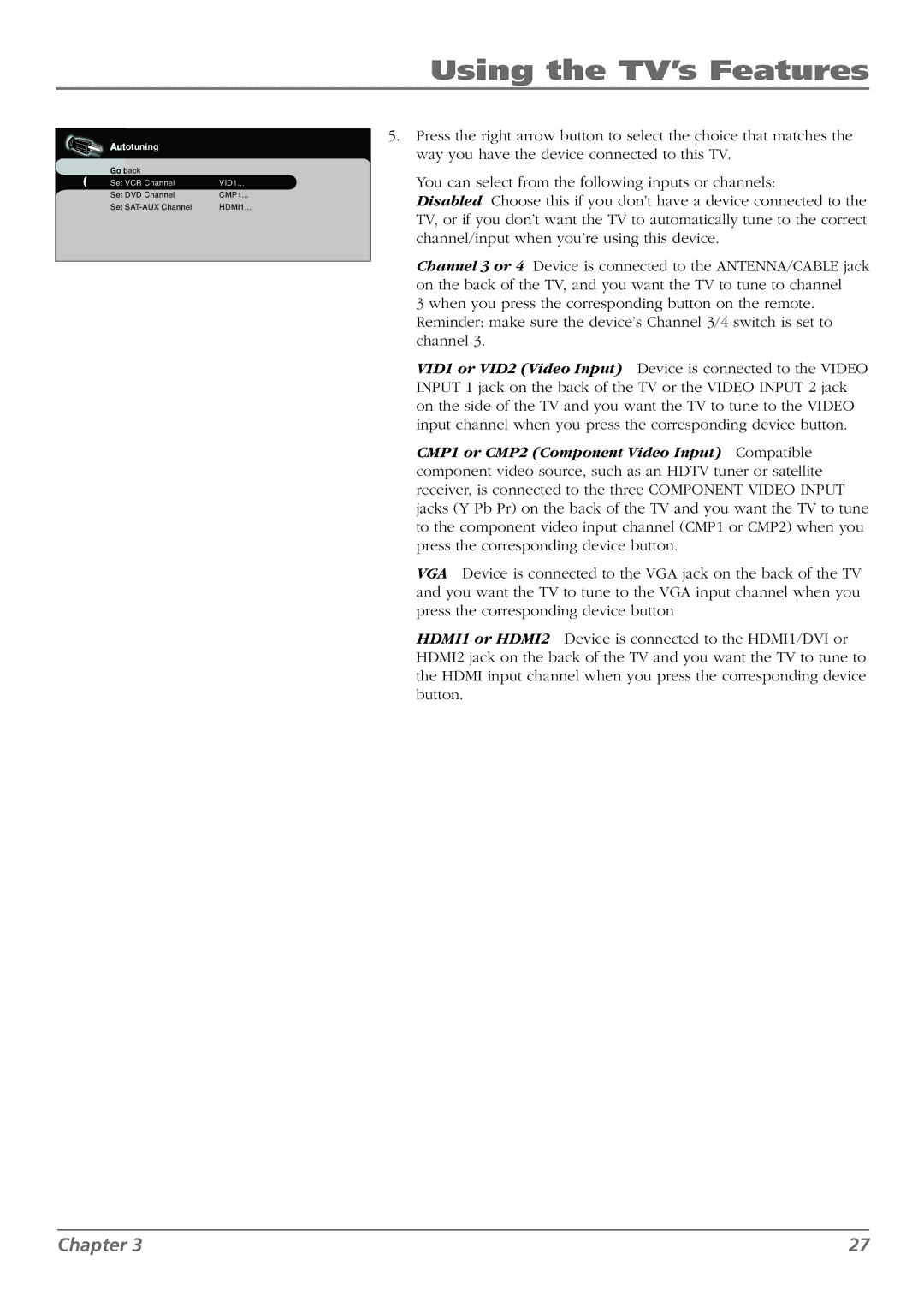 RCA L42FHD28 warranty Using the TV’s Features 