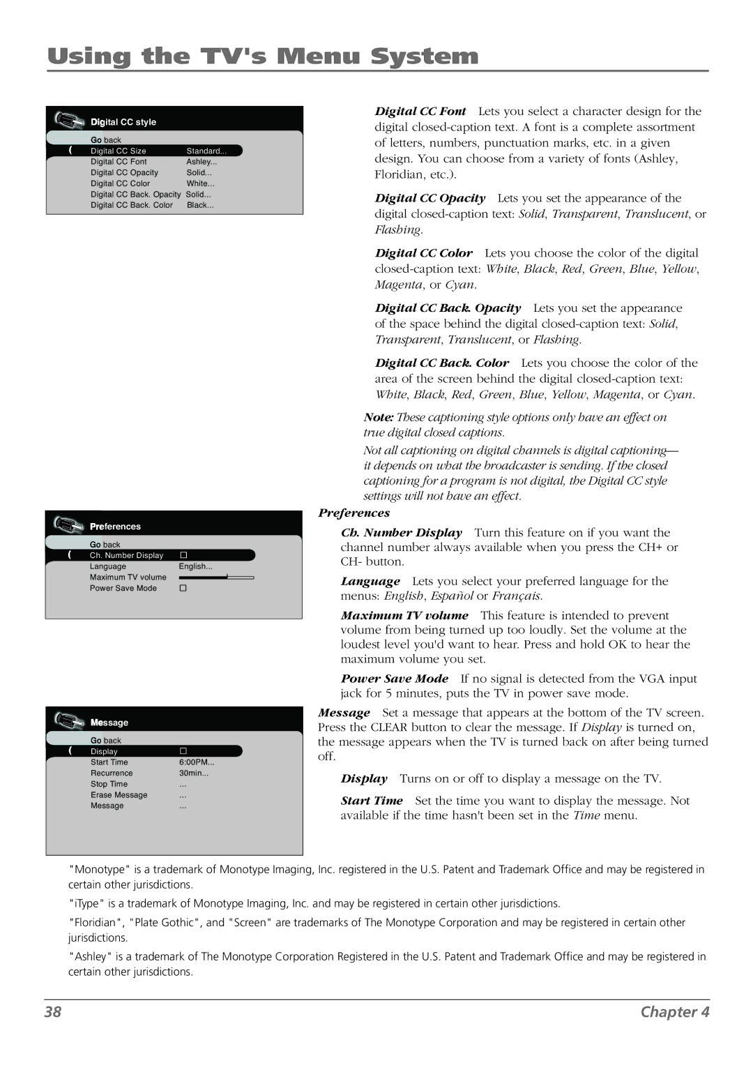 RCA L42FHD28 warranty Preferences 