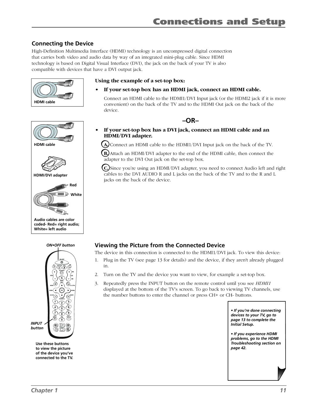 RCA L42WD22 warranty Connecting the Device 