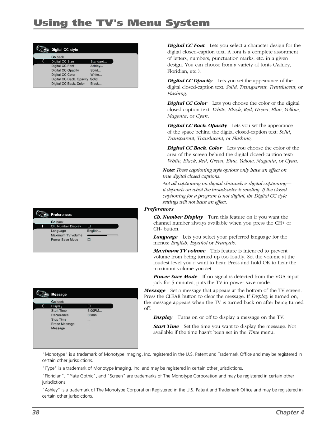 RCA L42WD22 warranty Preferences 