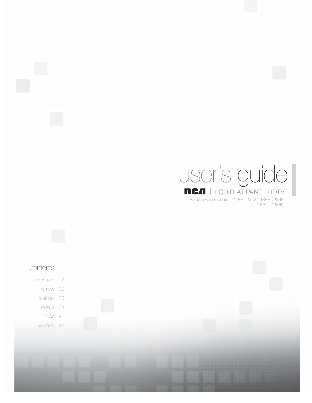 RCA L42FHD2X48, L46FHD2X48, L52FHD2X48 warranty User’s guide 