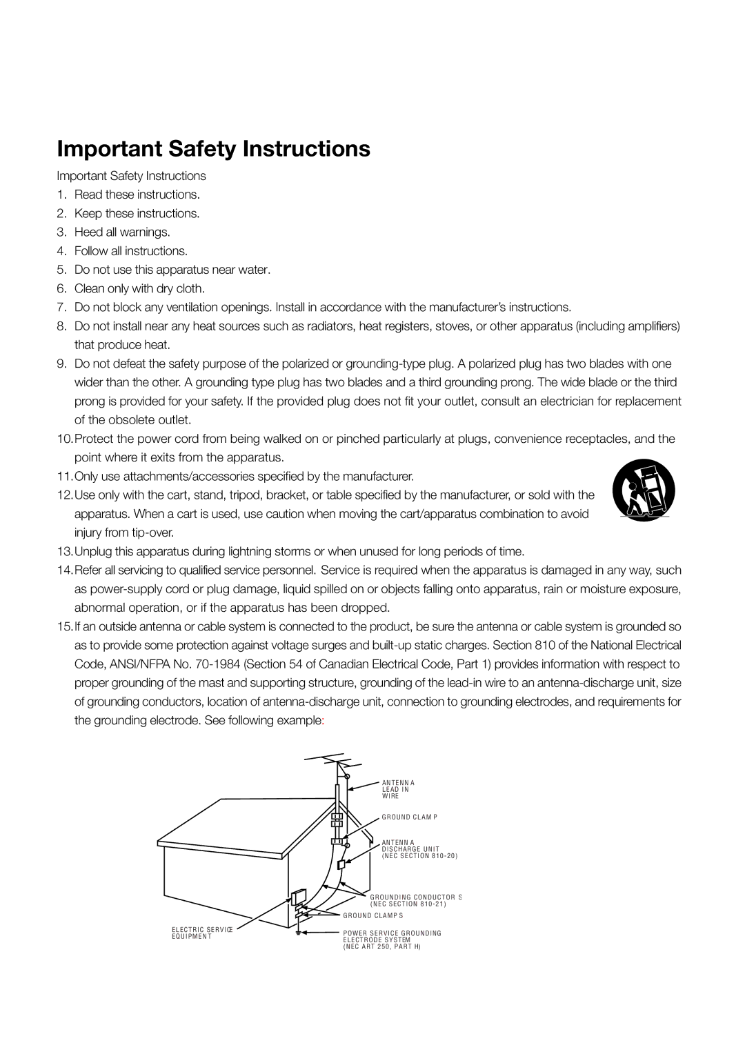 RCA L52FHD38, L46FHD35 warranty Important Safety Instructions 