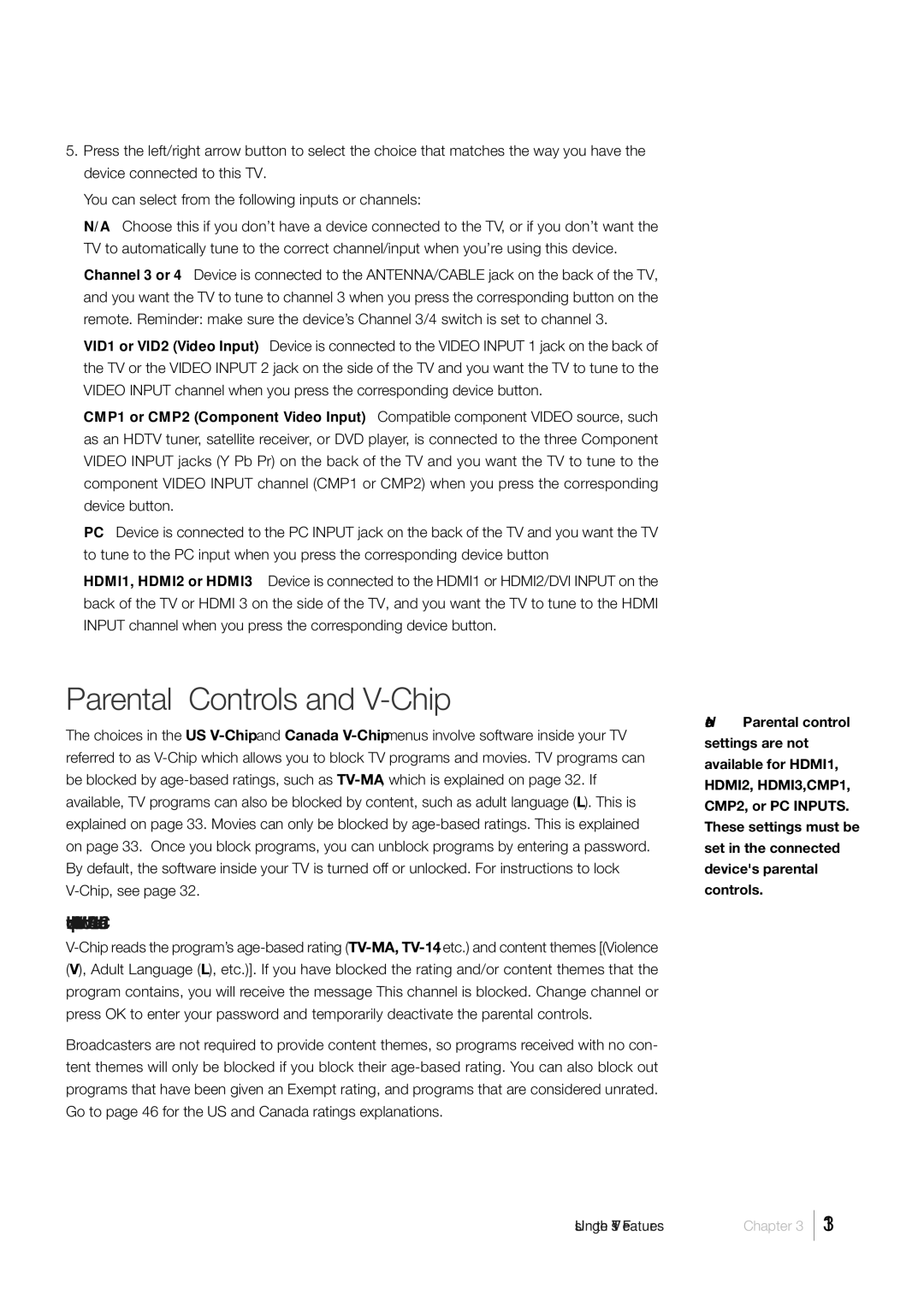 RCA L52FHD38, L46FHD35 warranty Parental Controls and V-Chip, How V-Chip Works for USA and Canada 