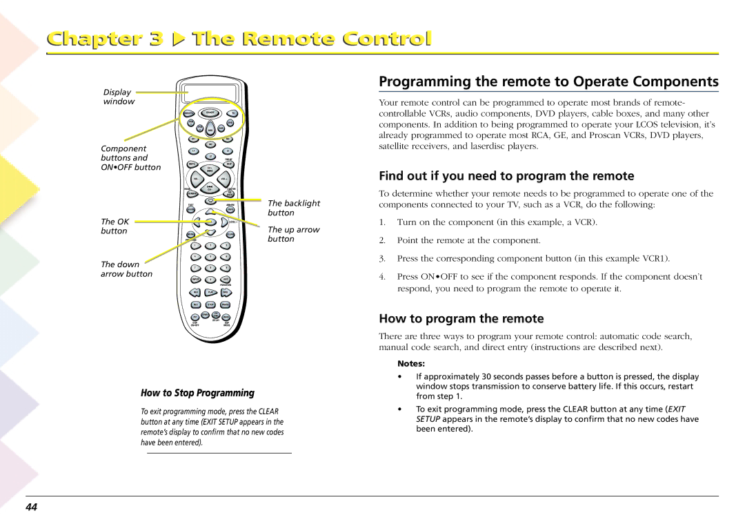 RCA L50000 manual Programming the remote to Operate Components, Find out if you need to program the remote 