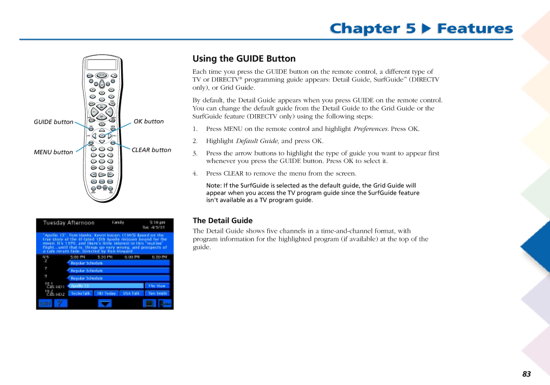 RCA L50000 manual Using the Guide Button, Detail Guide 