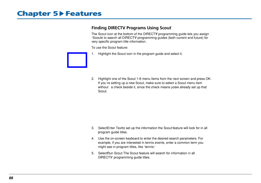 RCA L50000 manual Finding Directv Programs Using Scout 