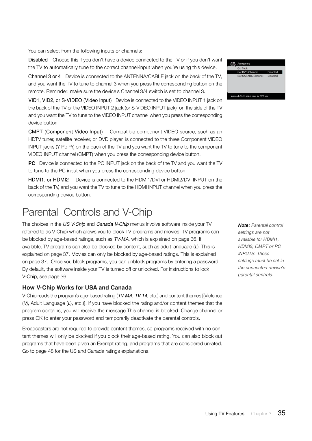 RCA LCD FLAT PANEL HDTV warranty Parental Controls and V-Chip, How V-Chip Works for USA and Canada 