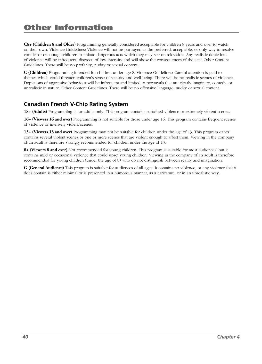 RCA LCD manual Canadian French V-Chip Rating System 