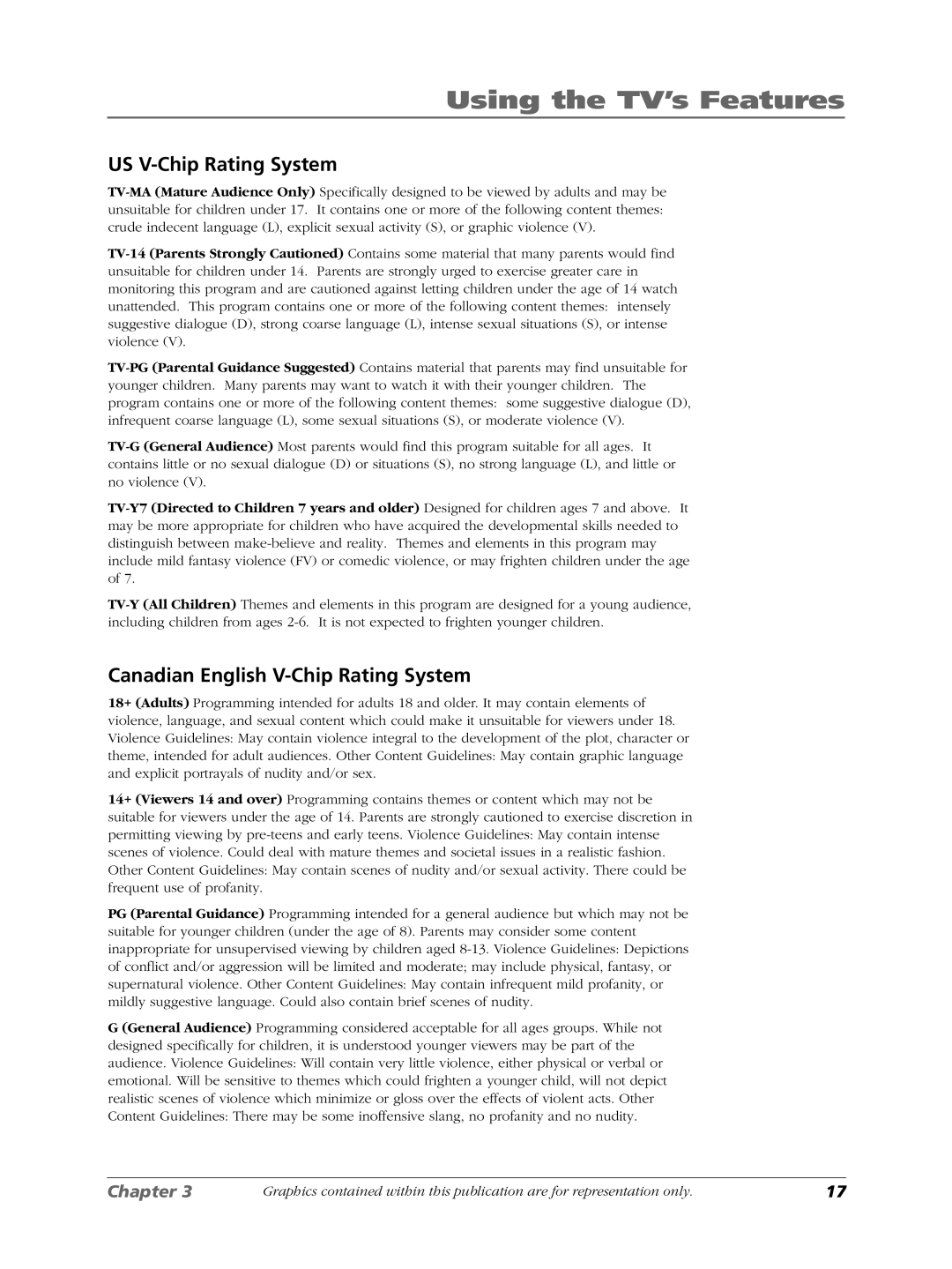 RCA LCDS2022B manual US V-Chip Rating System, Canadian English V-Chip Rating System 