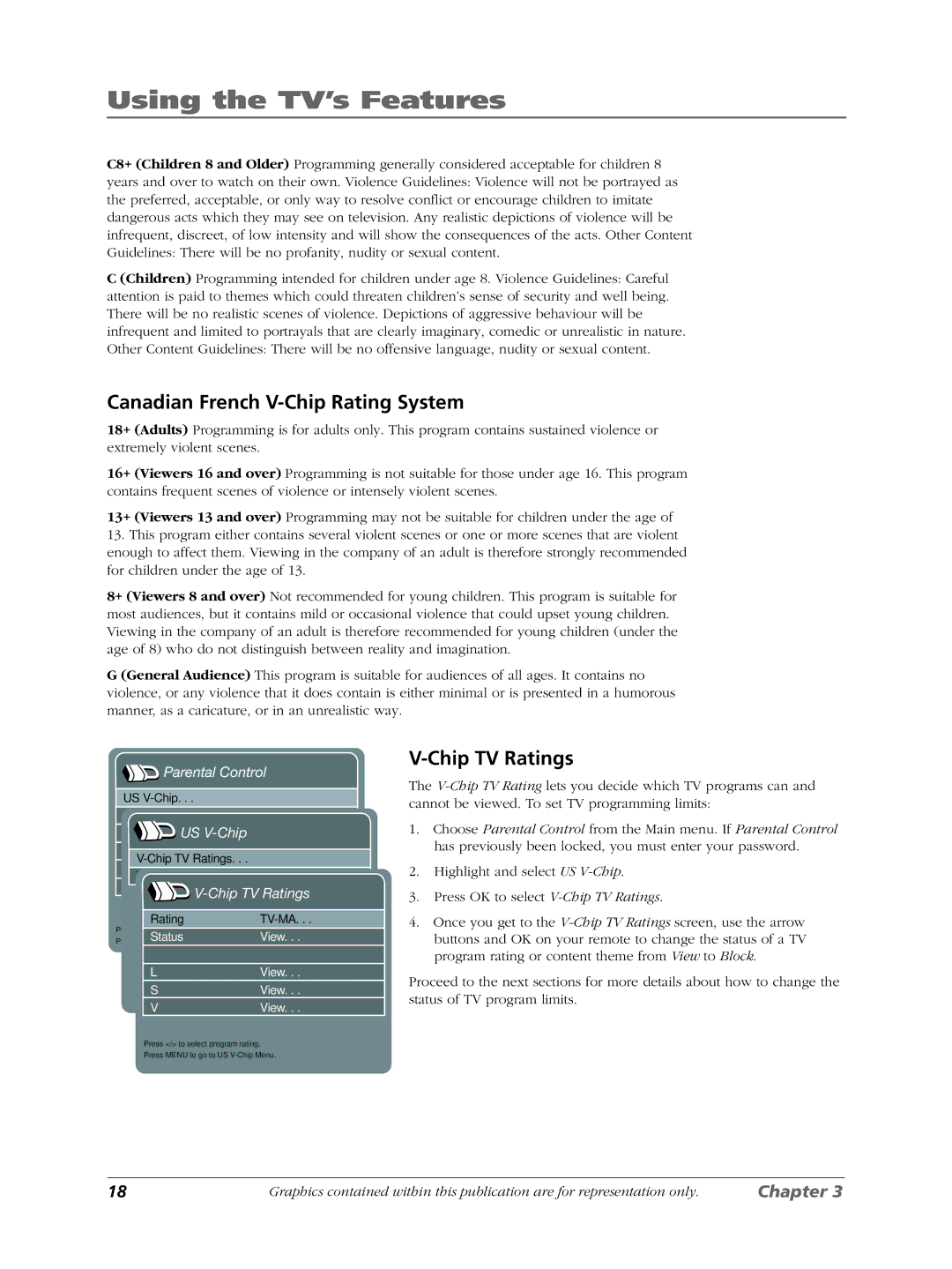 RCA LCDS2022B manual Canadian French V-Chip Rating System, Chip TV Ratings 