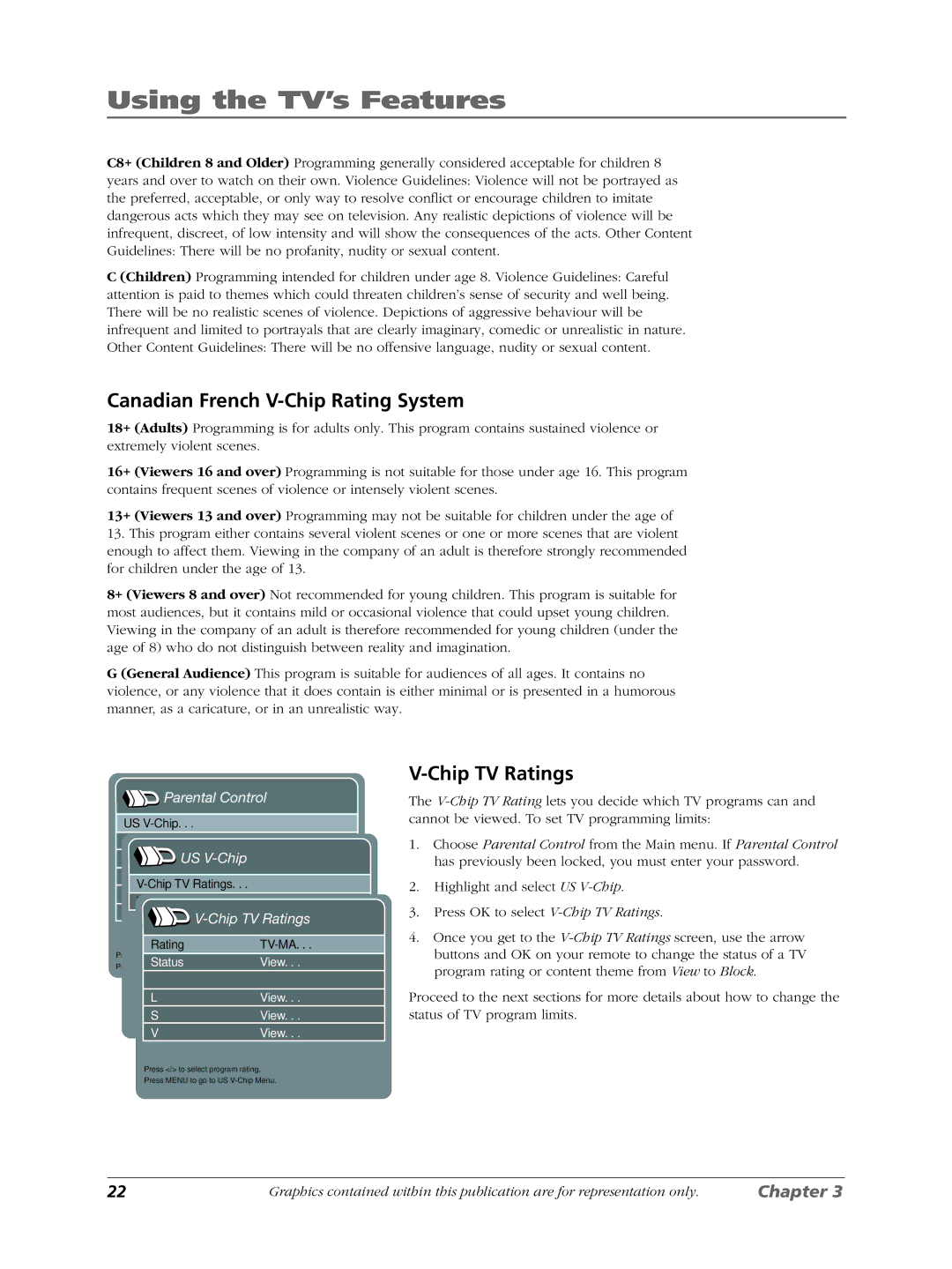 RCA LCDX3022W manual Canadian French V-Chip Rating System, Chip TV Ratings 