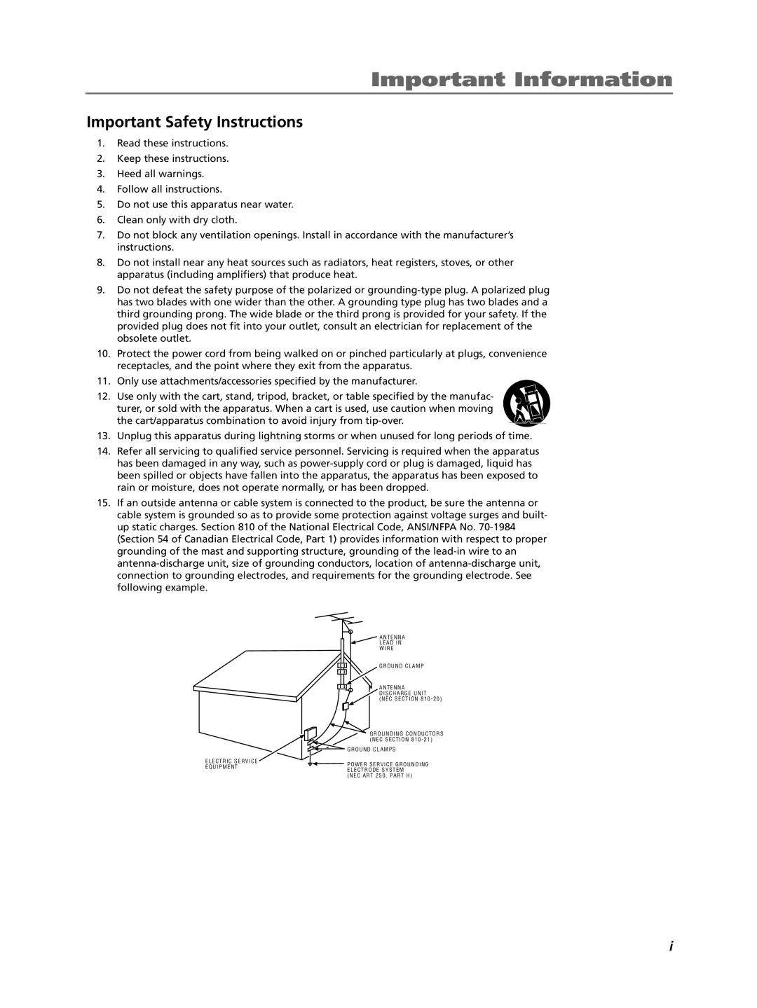 RCA LCDX3022W manual Important Safety Instructions, O U N D C L a M P S 