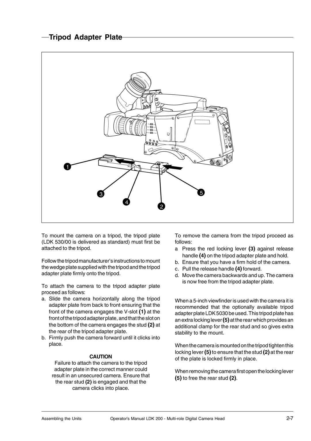 RCA LDK 200 manual Tripod Adapter Plate 