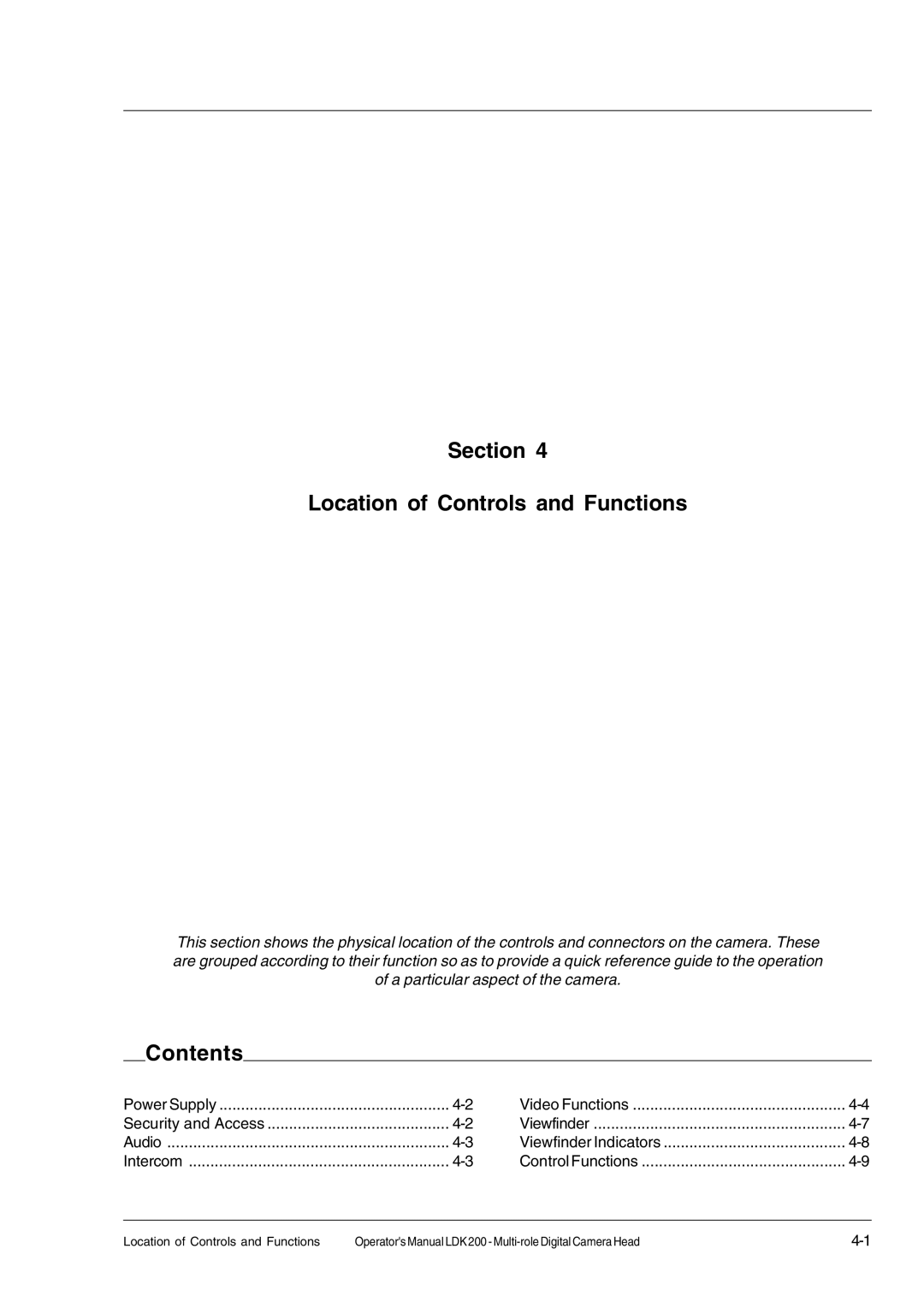 RCA LDK 200 manual Section Location of Controls and Functions 