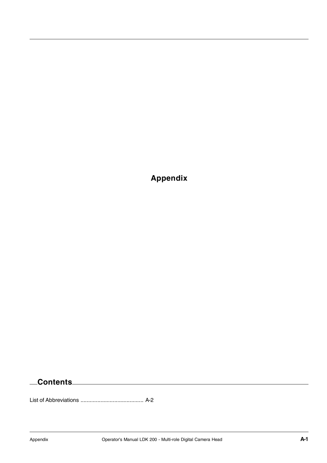 RCA LDK 200 manual Appendix Contents 