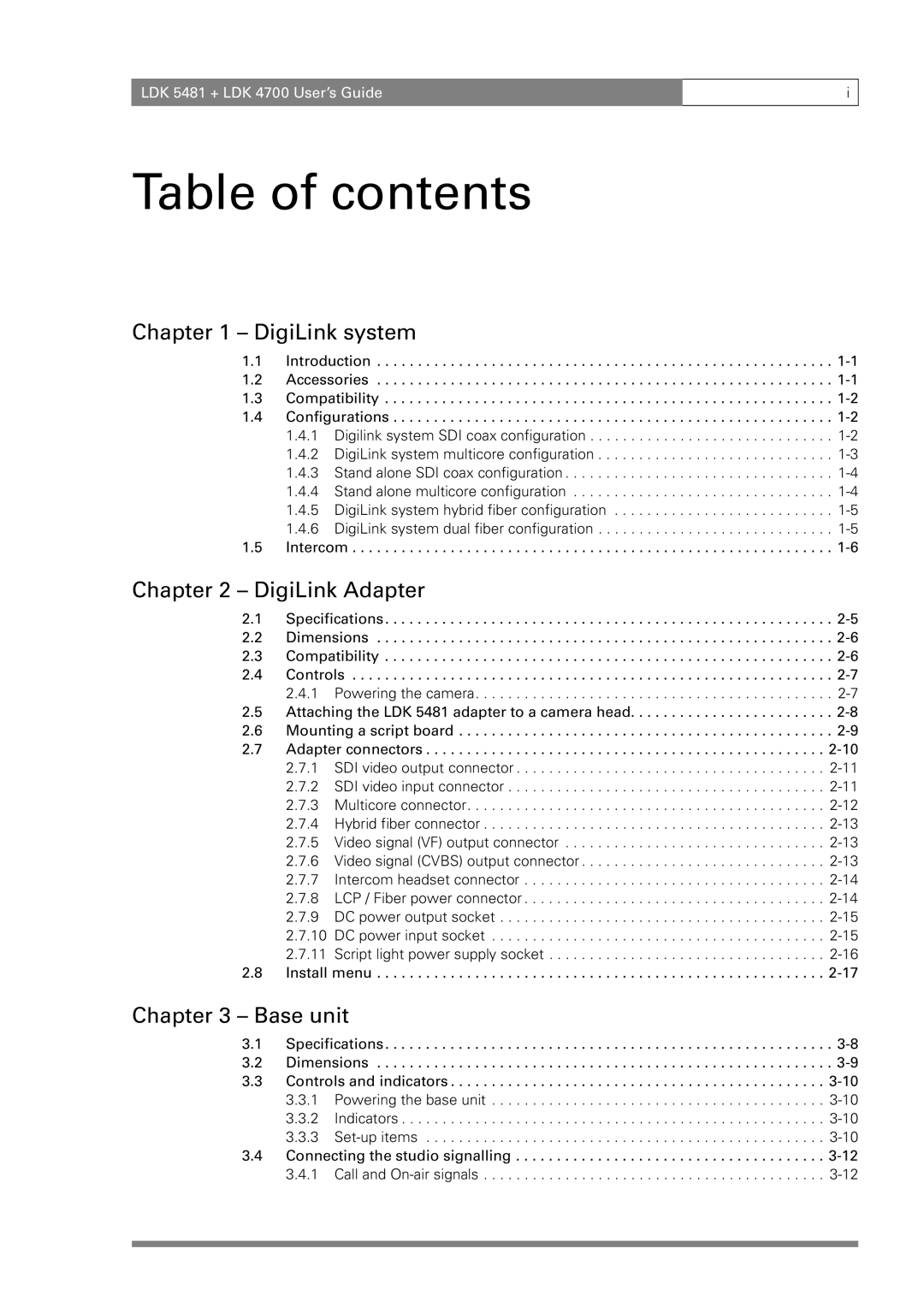 RCA LDK 4700, LDK 5481 manual Table of contents 