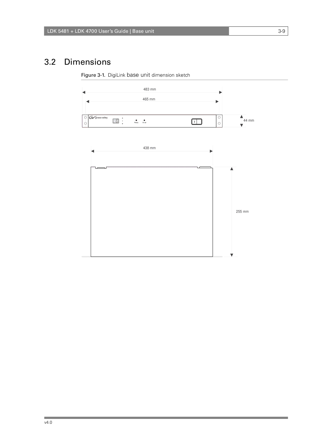 RCA LDK 4700, LDK 5481 manual DigiLink base unit dimension sketch 