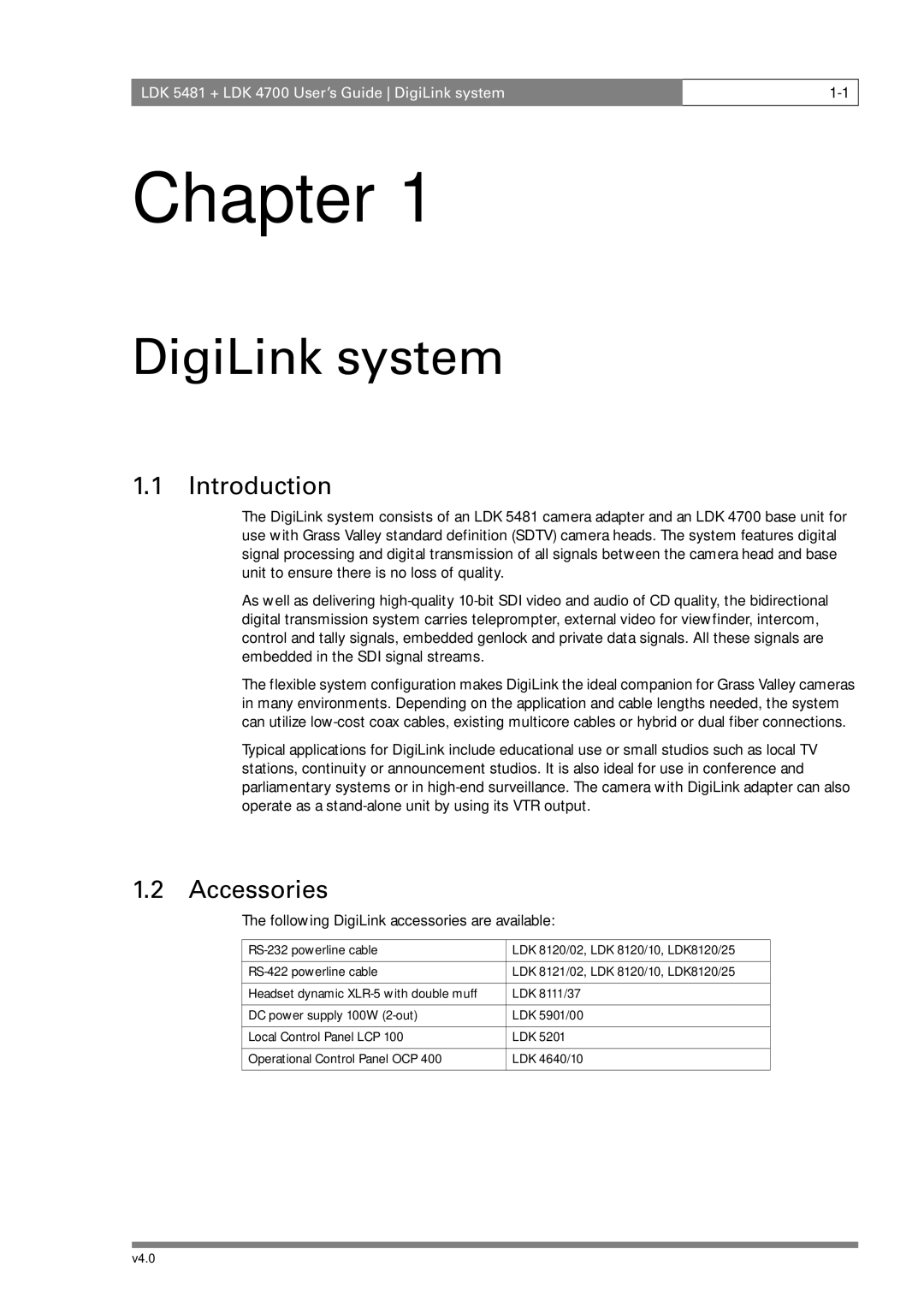 RCA LDK 4700, LDK 5481 manual Introduction, Accessories, Following DigiLink accessories are available 