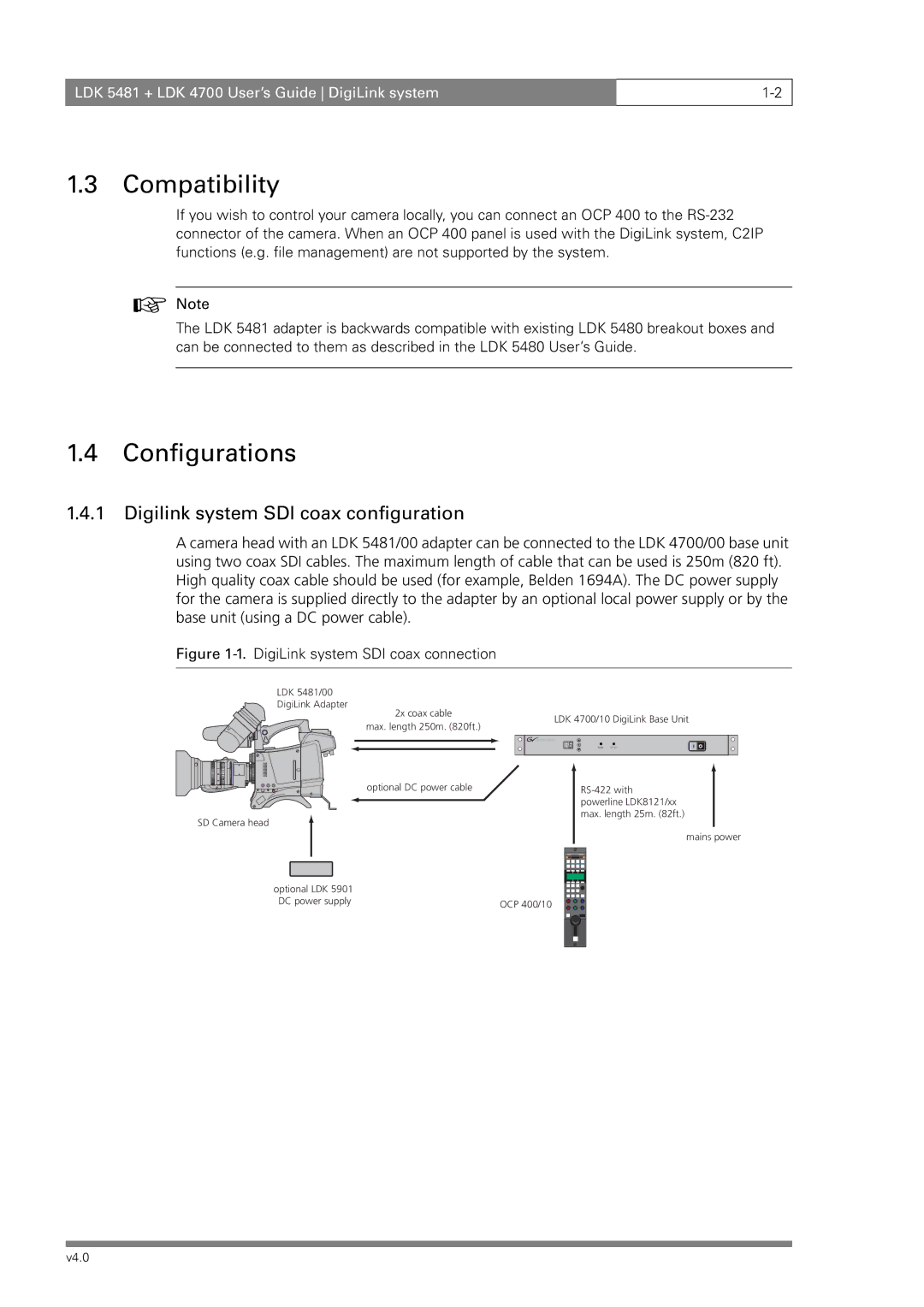 RCA LDK 5481, LDK 4700 manual Compatibility, Configurations, Digilink system SDI coax configuration 