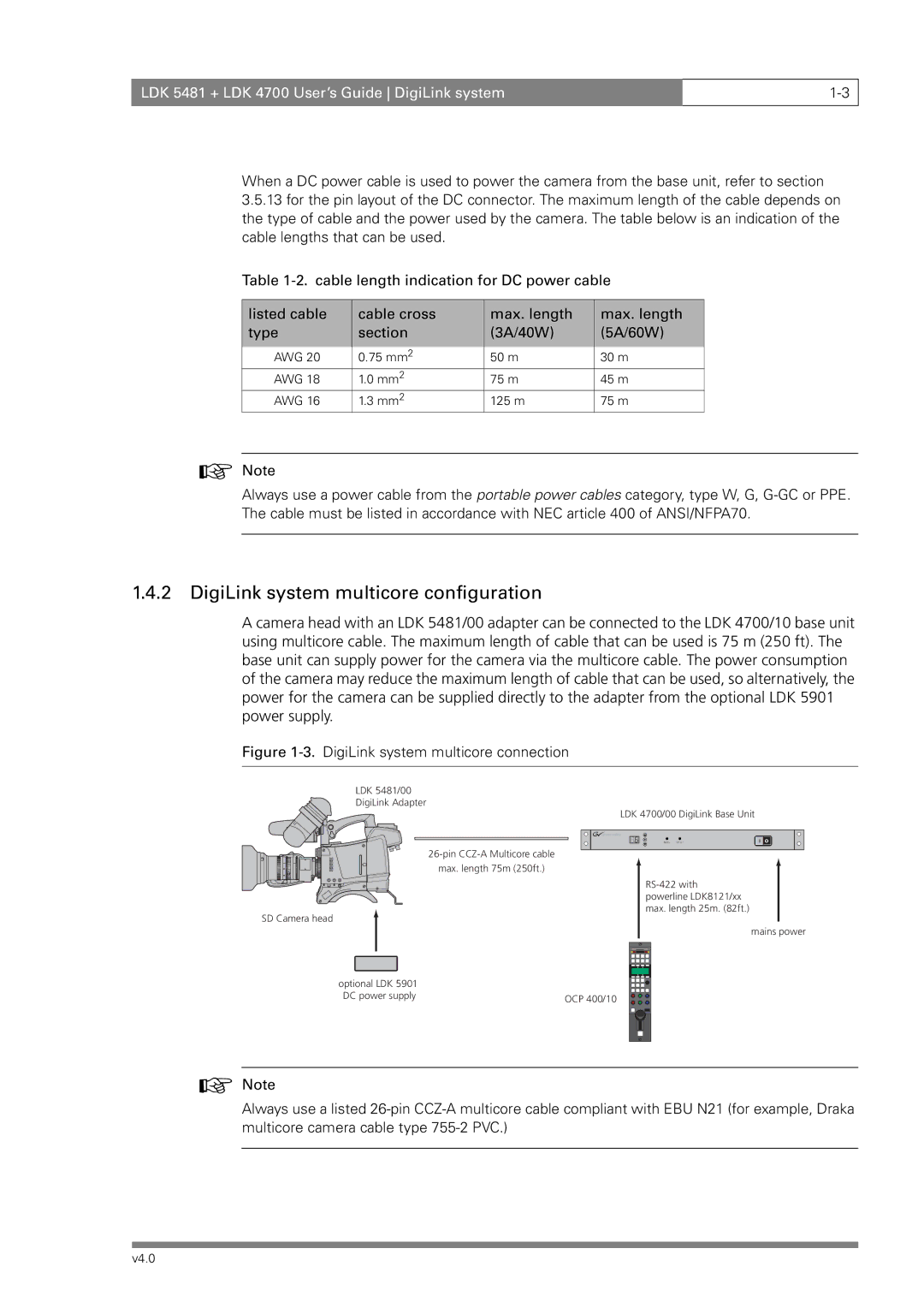 RCA LDK 4700, LDK 5481 manual DigiLink system multicore configuration, DigiLink system multicore connection 