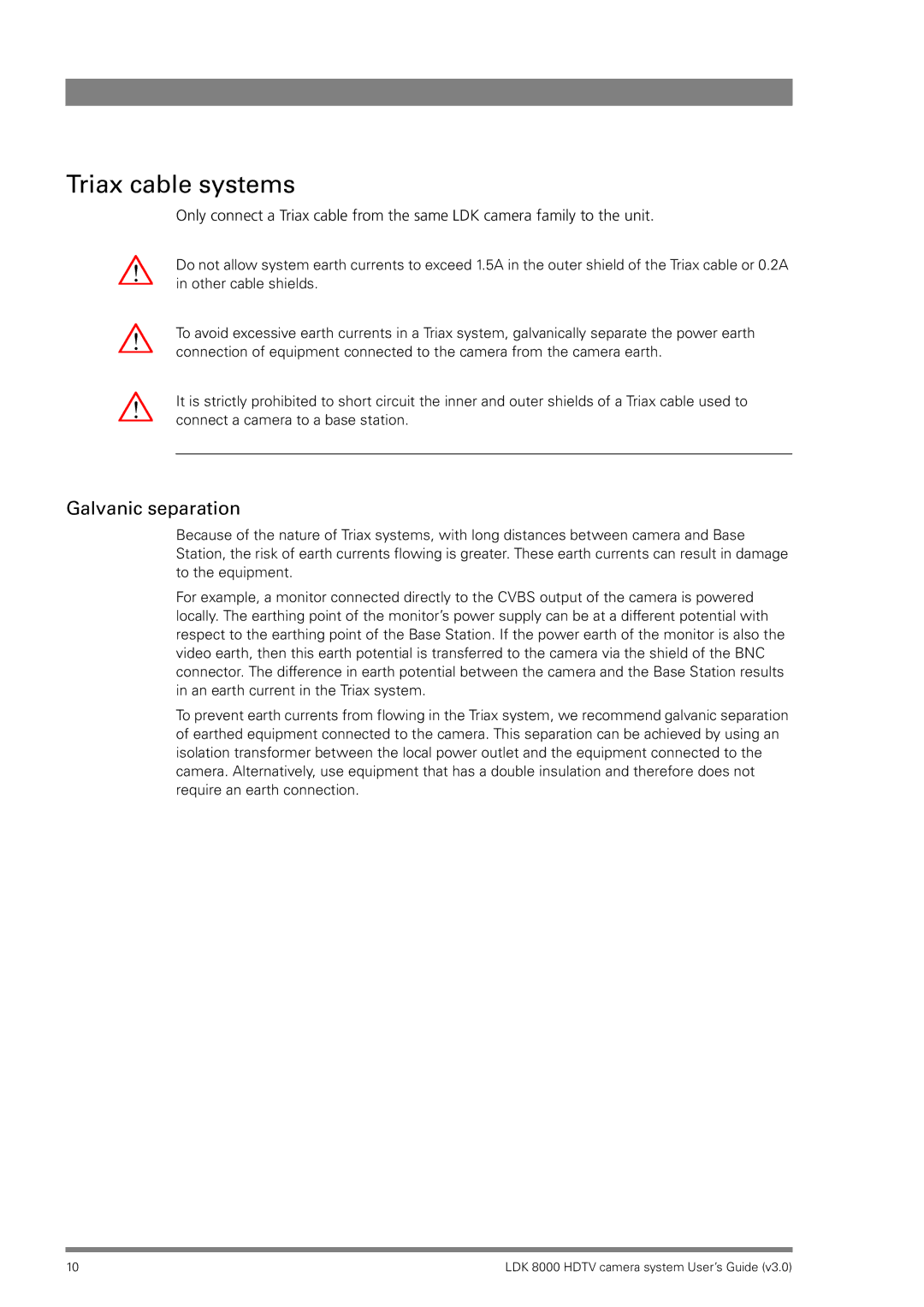 RCA LDK 8000 manual Triax cable systems, Galvanic separation 