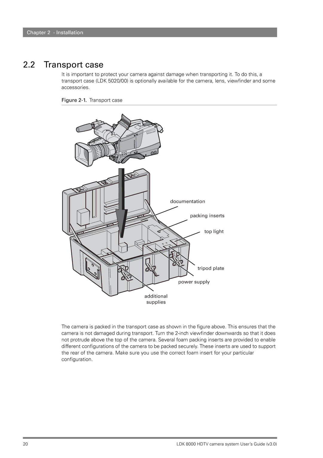 RCA LDK 8000 manual Transport case 