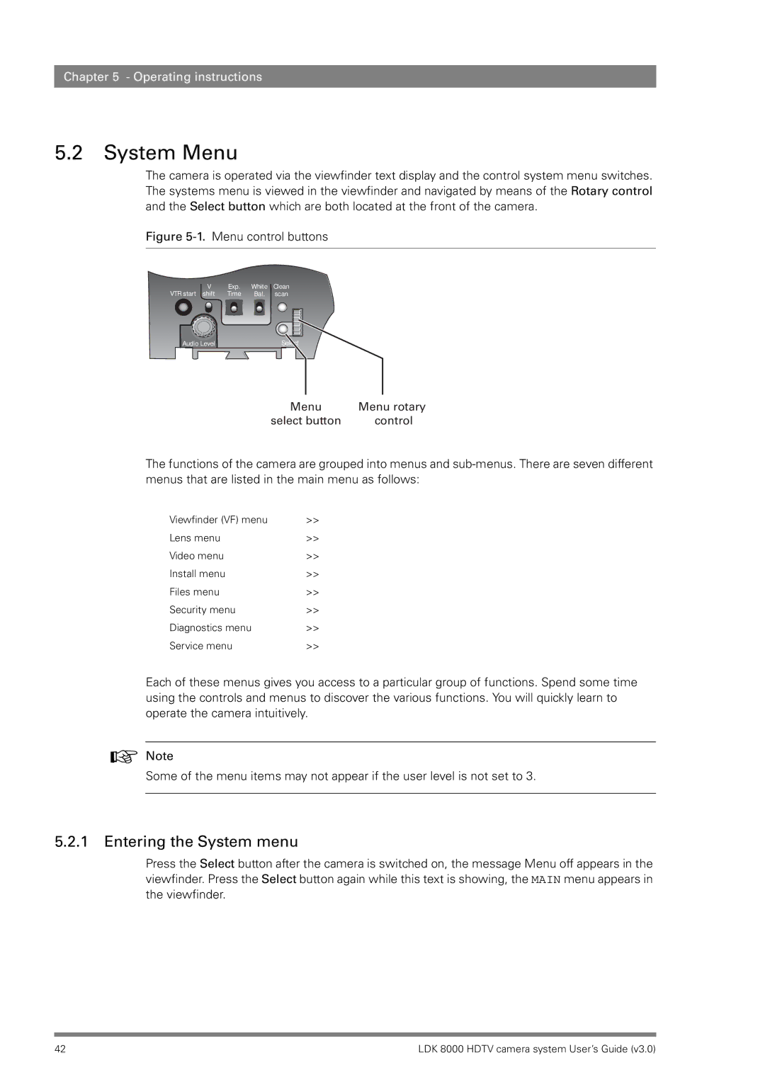 RCA LDK 8000 manual System Menu, Entering the System menu 