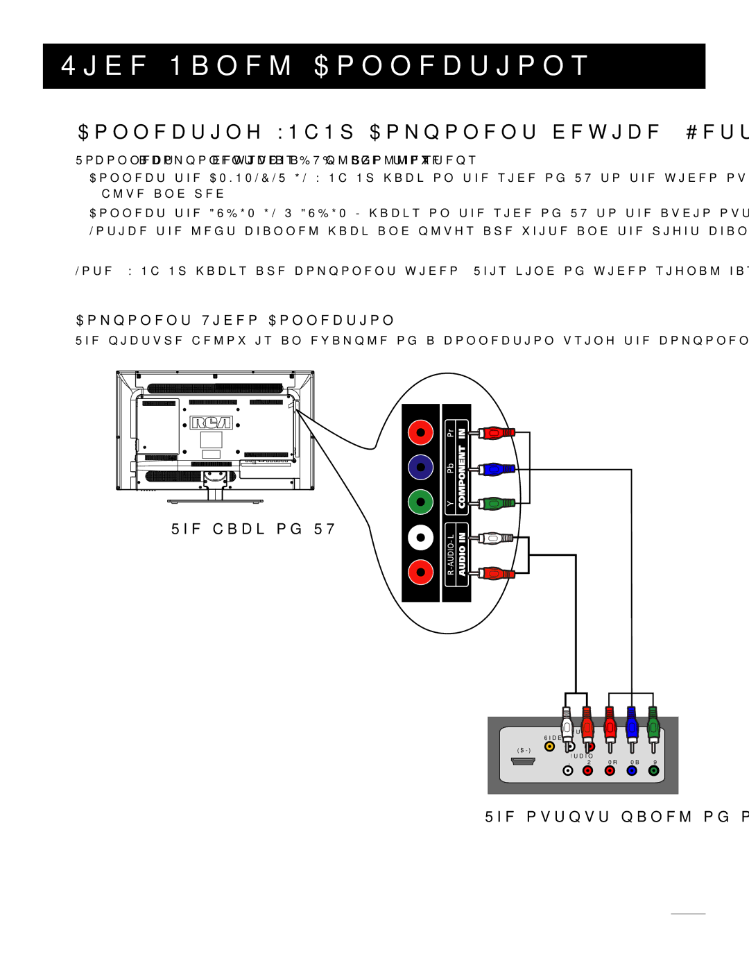 RCA LED32B30RQ warranty Connecting YPbPr Component device Better Video Quality, Component Video Connection 