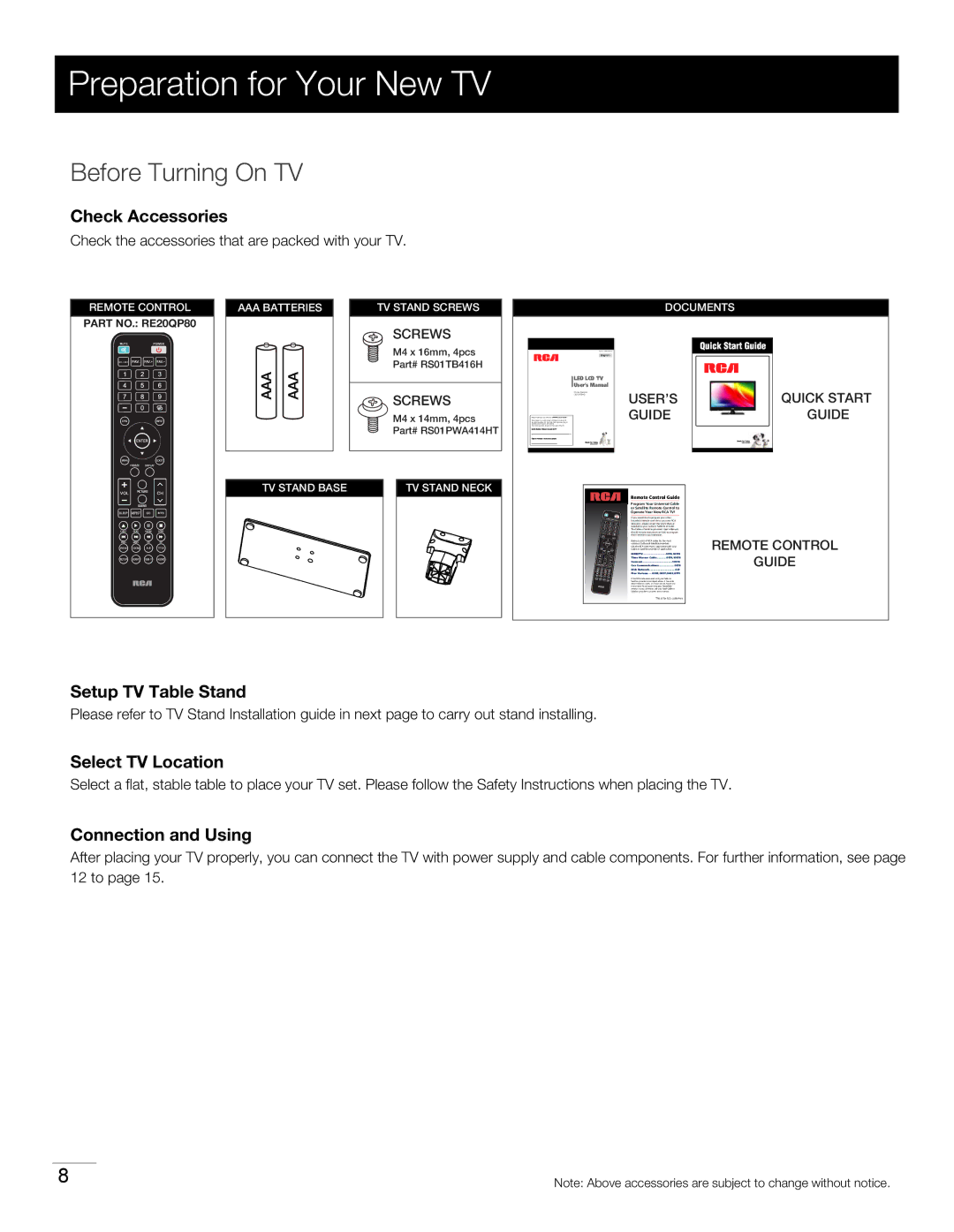 RCA LED32B30RQ warranty 1SFQBSBUJPOGPSPVS/FX57, $IFDLUIFBDDFTTPSJFTUIBUBSFQBDLFEXJUIZPVS57 