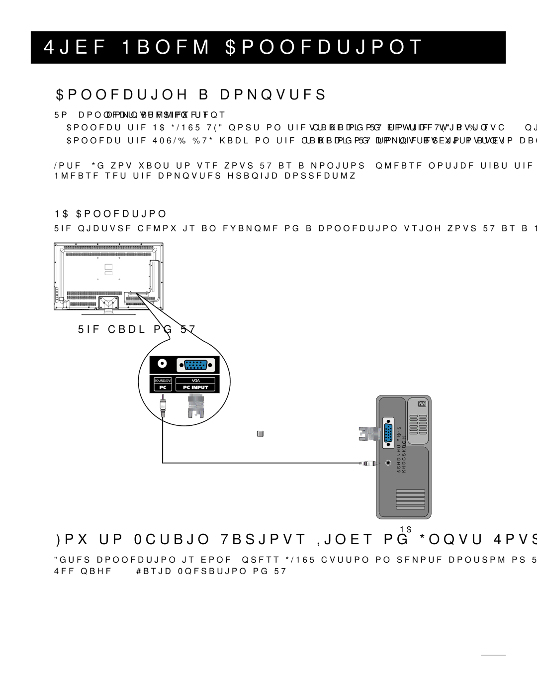 RCA LED42A55R120Q warranty Connecting a computer, How to Obtain Various Kinds of Input Sources, PC Connection 