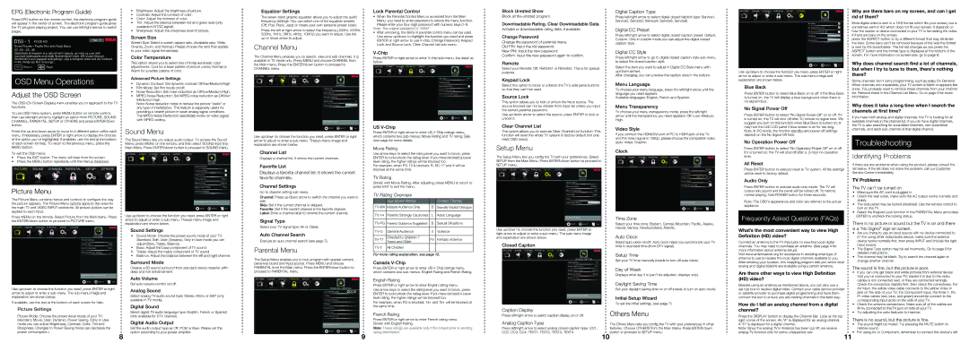 RCA LED52B45RQ warranty EPG Electronic Program Guide 