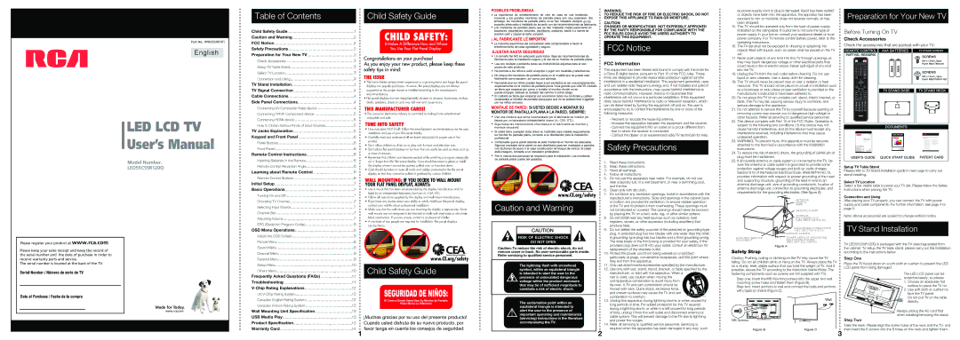 RCA LED55C55R120Q warranty LED LCD TV User’s Manual 