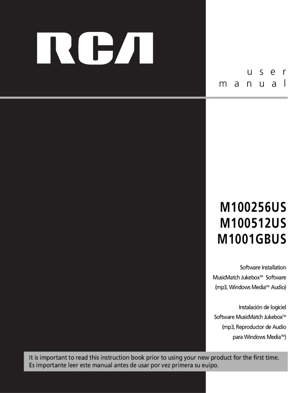 RCA M100256 user manual M1001GBUS 