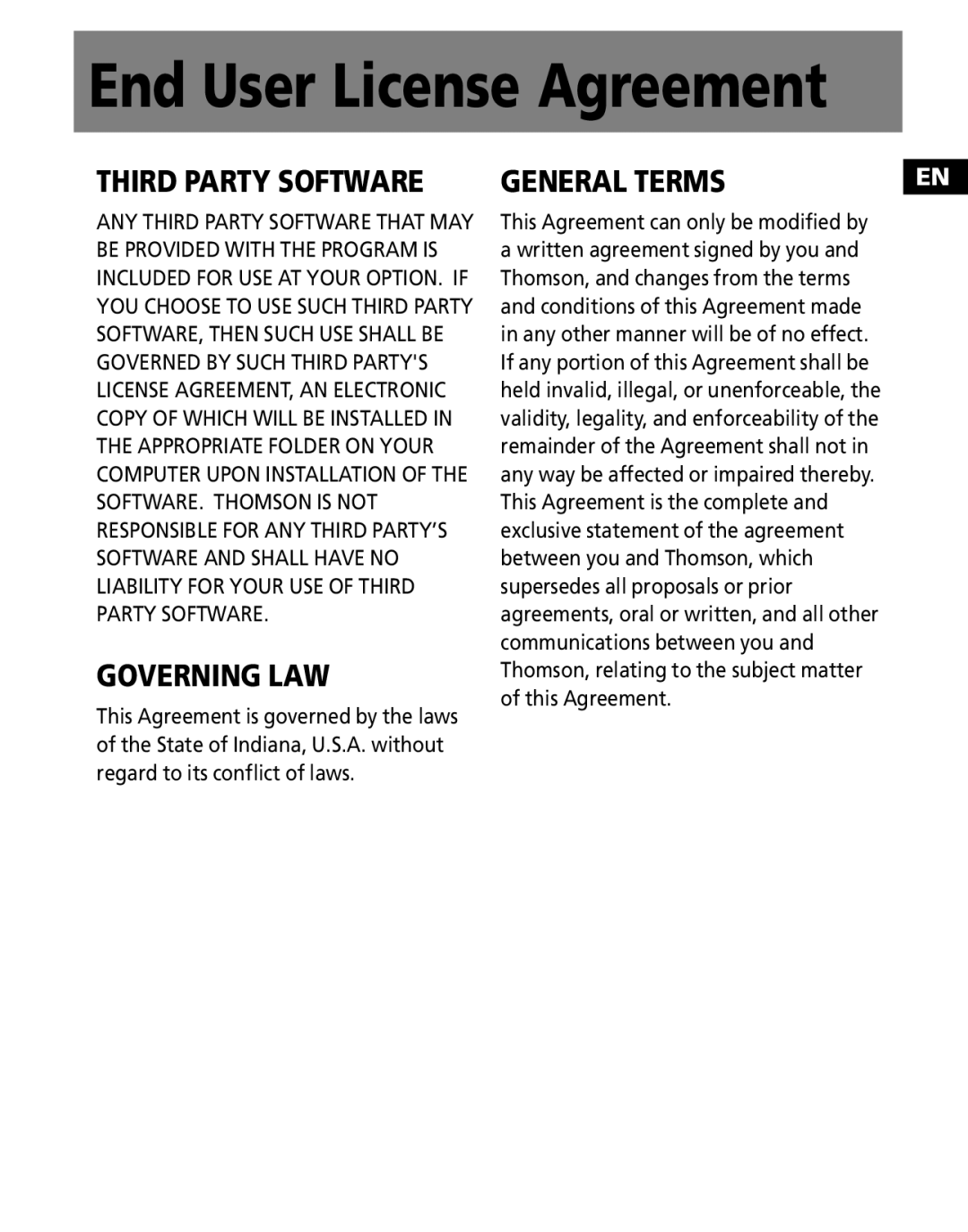 RCA M100256 user manual General Terms 