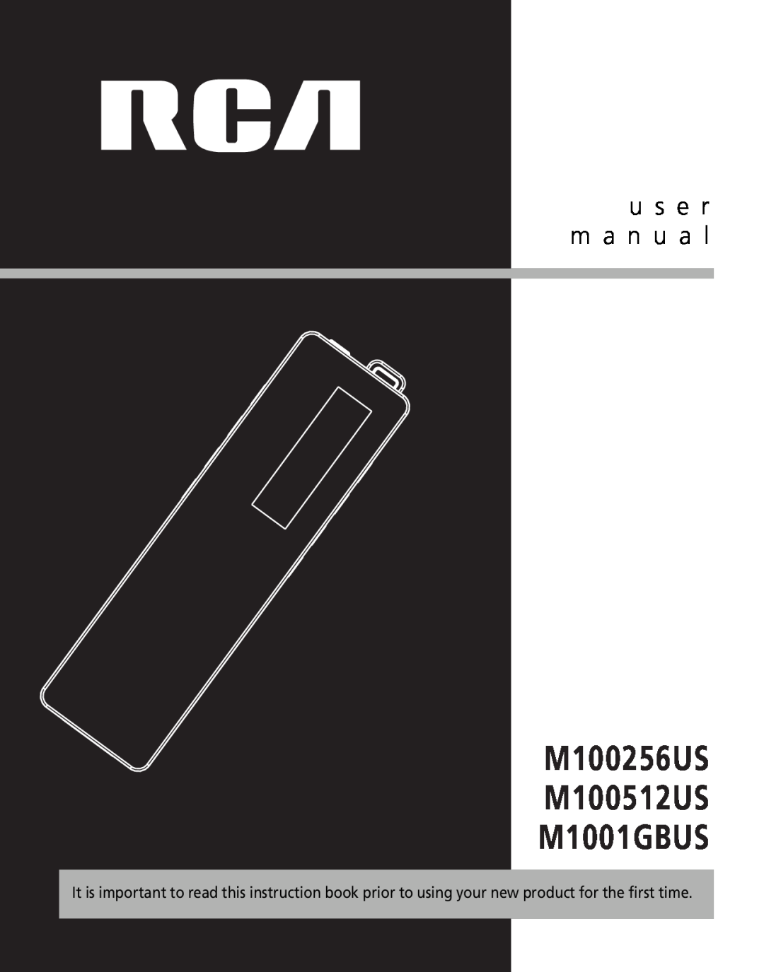 RCA user manual u s e r m a n u a l, M100256US M100512US M1001GBUS 