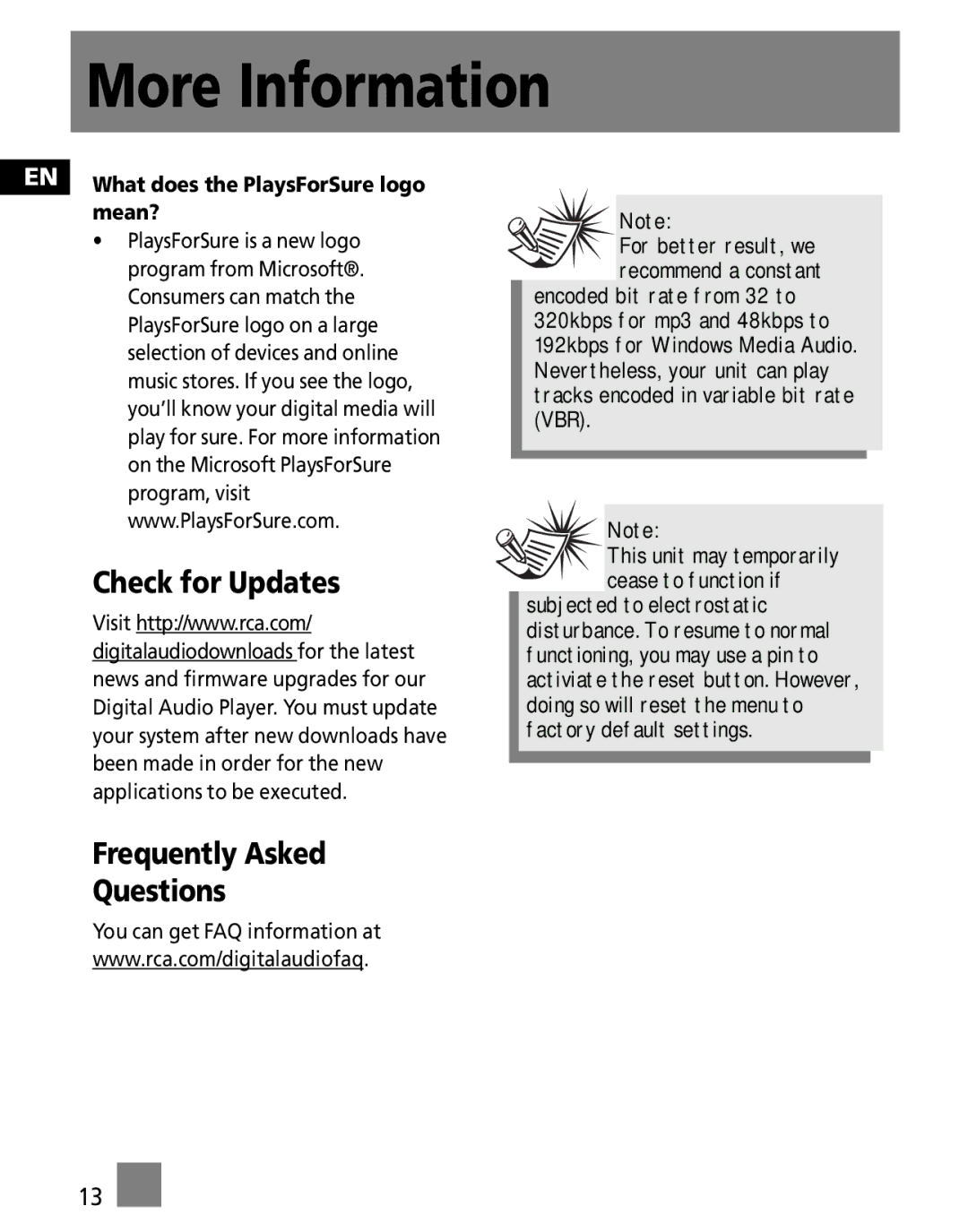 RCA M100256US, M1001GBUS user manual Check for Updates, Frequently Asked Questions 